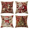 2-Piece Set, Santa Claus Snowman Gift, Reindeer Pillowcase, Single-Sided Printed Suitable for Christmas, Winter, Living Room, Sofa, Bedroom (Red 4) view 2