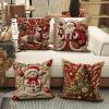 2-Piece Set, Santa Claus Snowman Gift, Reindeer Pillowcase, Single-Sided Printed Suitable for Christmas, Winter, Living Room, Sofa, Bedroom (Red 4) view 3