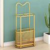 Metal Umbrella Holder Stand,Freestanding Umbrella Holder with Hooks and Drip Tray, Space Saving Umbrella Stand Rack Organizer for Entryway Home Office Patio Decor view 2