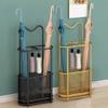 Metal Umbrella Holder Stand,Freestanding Umbrella Holder with Hooks and Drip Tray, Space Saving Umbrella Stand Rack Organizer for Entryway Home Office Patio Decor view 4