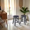 Oakestry Element Set of 2 Square Legs Dining Stools Black Finish Solid Wood Comfortable Footrest Practical Height 220 lbs Capacity Modern Minimalist Stool for Kitchen Dining Room Office view 2
