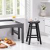 Oakestry Element Set of 2 Square Legs Dining Stools Black Finish Solid Wood Comfortable Footrest Practical Height 220 lbs Capacity Modern Minimalist Stool for Kitchen Dining Room Office view 4