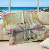 Romantic Heart-Shaped Swan Printed Flannel Blanket, Soft Pink Peony Floral Plush Throw, Elegant Couple Blanket for Valentine's Day and Cozy Couch Use (04,70 x 80in) view 1