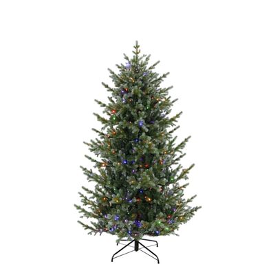 Mr. Christmas 6.5 ft Memory Wire Pre-Lit Artificial Christmas Tree with 500 Dual LED Lights, 10 Light Functions, Easy 3-Section Assembly, Includes Storage Bag