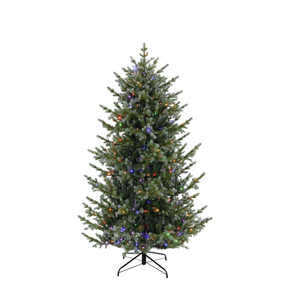 Mr. Christmas 6.5 ft Memory Wire Pre-Lit Artificial Christmas Tree with 500 Dual LED Lights, 10 Light Functions, Easy 3-Section Assembly, Includes Storage Bag