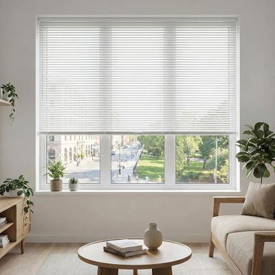 1 Inch Mini Blinds for Indoor Windows, White Horizontal Venetian Blinds Cordless Window Shades Doors, Offices, Kitchens,Apartments.White,13.5" W x 48H