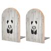 Heavy Duty White Wooden Panda Book End Wooden Bookends with Metal Base Non-Skid Book Stopper for Shelves Books Organizer for Home Office Supplies 6.7 X 4.7 X 3.9 view 1