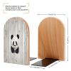 Heavy Duty White Wooden Panda Book End Wooden Bookends with Metal Base Non-Skid Book Stopper for Shelves Books Organizer for Home Office Supplies 6.7 X 4.7 X 3.9 view 2