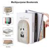 Heavy Duty White Wooden Panda Book End Wooden Bookends with Metal Base Non-Skid Book Stopper for Shelves Books Organizer for Home Office Supplies 6.7 X 4.7 X 3.9 view 3