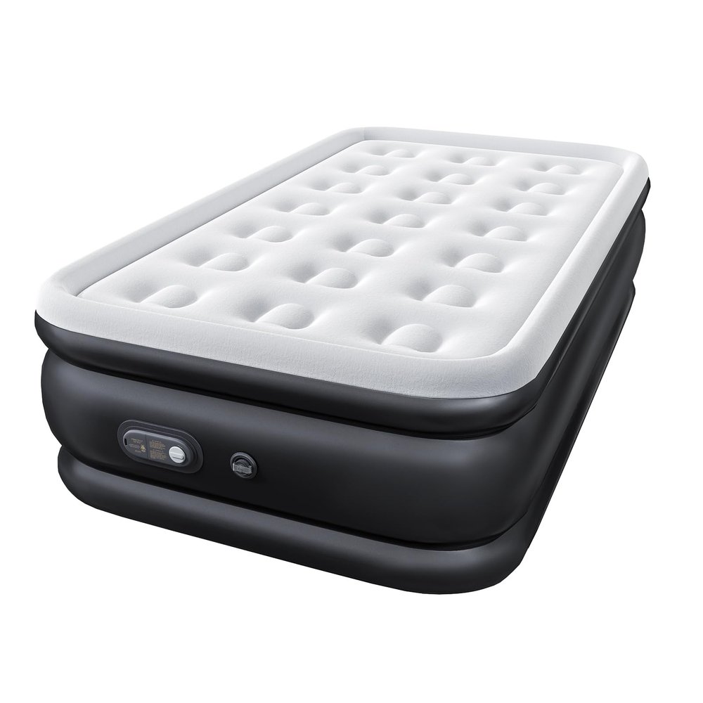 NEWBULIG 18 Inch Twin Air Mattress with Built-in High Capacity Pump - Inflatable Air Bed for Home, Camping & Guest, Double Height, Non-Slip Bottom, Portable Blow Up Mattress 660 lbs Weight Capacity