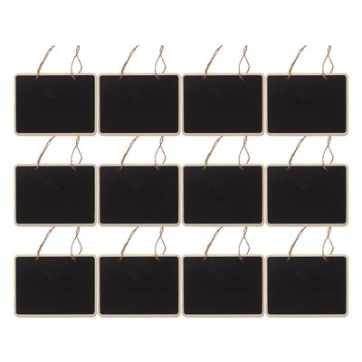 OSOLADY Wooden Double-Sided Blackboard Hanging Signs 16X12Cm with String, Chalkboards for Home Kitchen Party Decoration, 12pcs Decorative Chalkboard Plaques