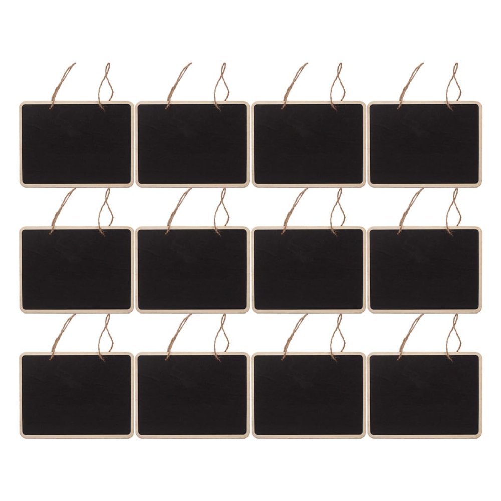 OSOLADY Wooden Double-Sided Blackboard Hanging Signs 16X12Cm with String, Chalkboards for Home Kitchen Party Decoration, 12pcs Decorative Chalkboard Plaques