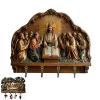 2D Flat Virgin Mary Praying Wall Art Keychain Holder, Jesus and Disciples Christian Wall Mounted Key Holder for Jewelry Rosaries with 4 Hooks,Farmhouse Religious Decor for Entryway,Gifts for Family view 1