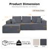 107Modular Sectional Sofa,Boneless Couch with Oversize L-Shape Chaise,Sectional Couches for Living Room,Comfy Corduroy Fluffy Cloud Couch with Deep Seat,No Assembly Required.(Left Chaise,Darkgray) view 2