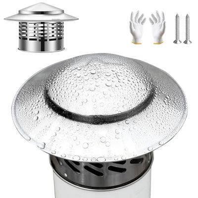 304 Stainless Steel Cone Top Chimney Cap - Rain Cap for Stovepipe & Fireplace Exhaust, Fits 1.6" to 7.9" Ducts, Ideal for Bathroom & Kitchen Ventilation (3.0")