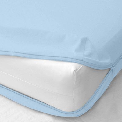 Zipper Fitted Sheet - Pure Mulberry Silk 22 Momme 1 Piece Zipper Fitted Sheet (Full XL, Hawkes Blue) - Zippered Closure 14" inch Deep Pocket, Soft Finish Seam Design Zippered Sheets