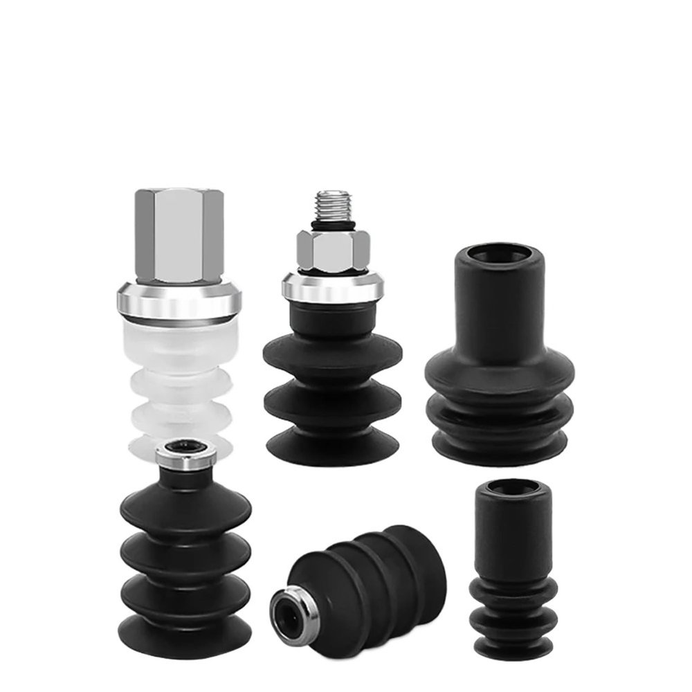 ZP2-J Series ZP2-06/09/14/16/B10/B15/B25/B30JN/S-A5/B5 Bellows-Type Pneumatic Vacuum Suction Cup for Curve with Connector(ZP2-TB25J-A5,Black)