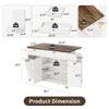 Loftiage 60.2'' Kitchen Island with Storage & Power Outlet, Rolling Kitchen Island on Wheels with Drop Leaf & Trash Can Storage, Island Table for Kitchen with 3 Spice Rack & Towel Rack, White view 2