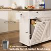 Loftiage 60.2'' Kitchen Island with Storage & Power Outlet, Rolling Kitchen Island on Wheels with Drop Leaf & Trash Can Storage, Island Table for Kitchen with 3 Spice Rack & Towel Rack, White view 3