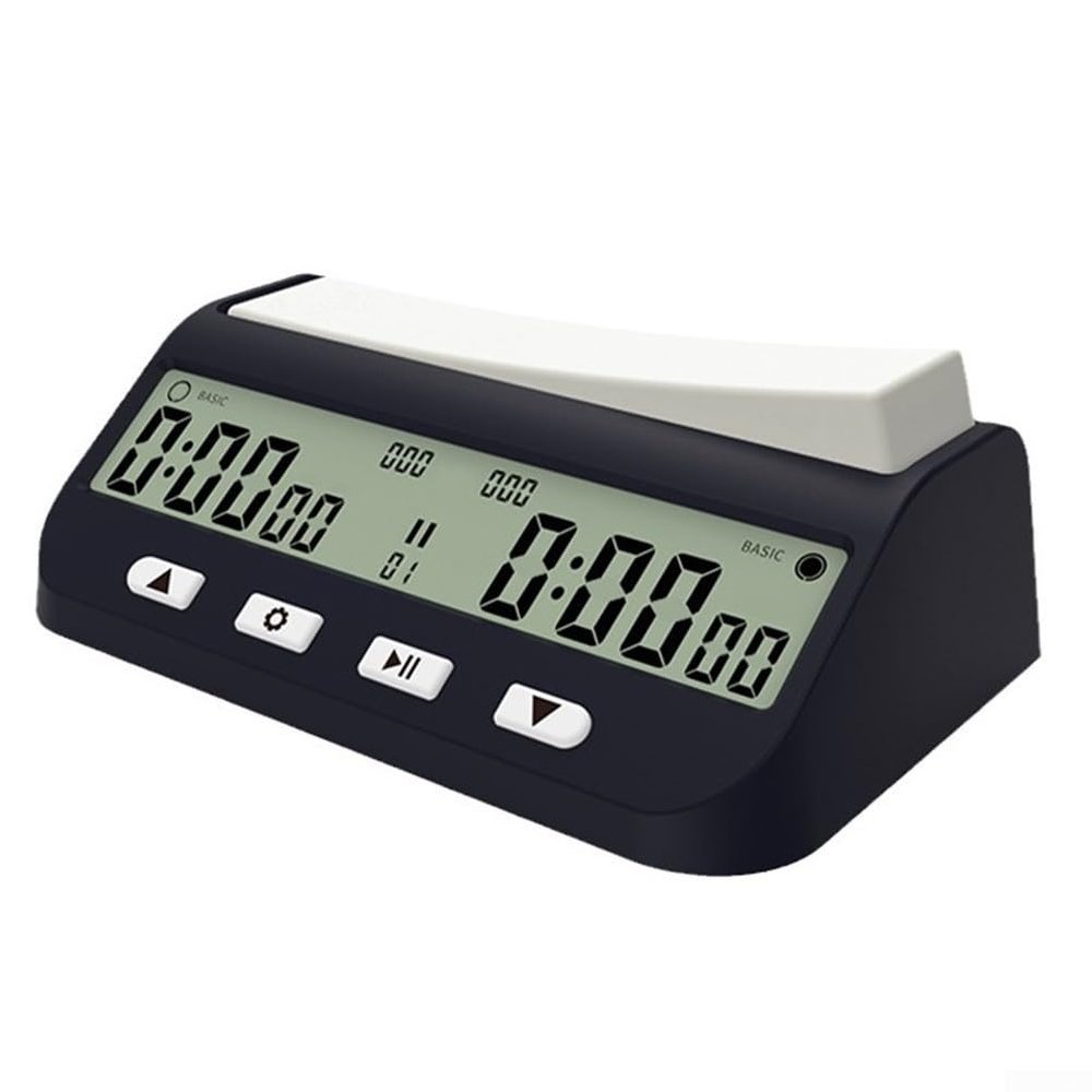 Digital Chess Timer with Large Seesaw Buttons, Professional Chess Clock for Go, Chess, and Chinese Chess, Portable Stopwatch with BASIC/DELAY/BONUS/BYO-YOMI Modes