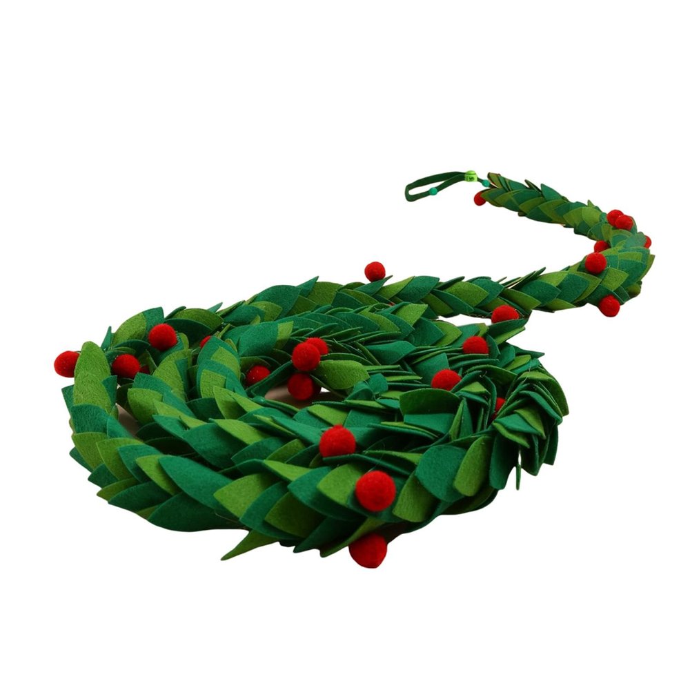 Christmas Hanging Felt Garland with Leaves and Berries, 71.65 Inch Felt Rattan Bunting Banner for Wall Fireplace Xmas Decor Photo Props