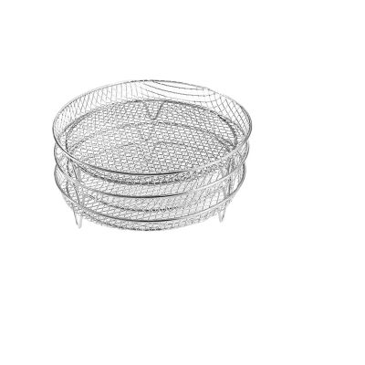3 Stackable Dehydrator Steamer Racks,304 Stainless Steel Grill Rack Fits 4.2-5.8 QT Air Fryer, Oven Accessories Basket(Round)