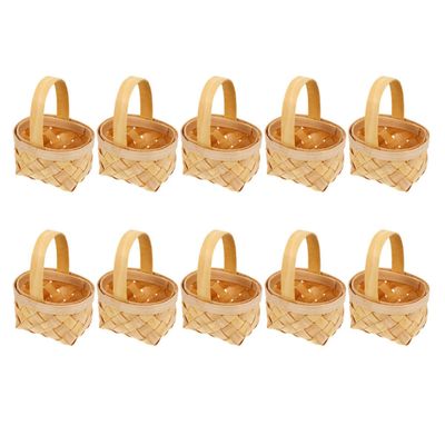 10pcs Mini Wooden Flower Baskets with Handle for Bridal Shower