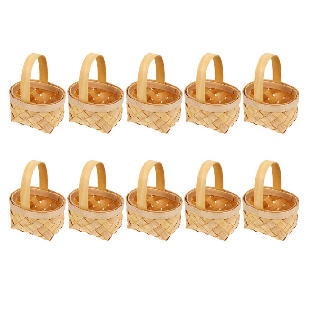 10pcs Mini Wooden Flower Baskets with Handle for Bridal Shower