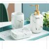 FFDSDUH Bathroom Accessories Set 4-Piece Ceramic Marble Bathroom Decorative Accessories Set Including Soap Dispenser Dish Toothbrush Cup for Home Hotel view 2