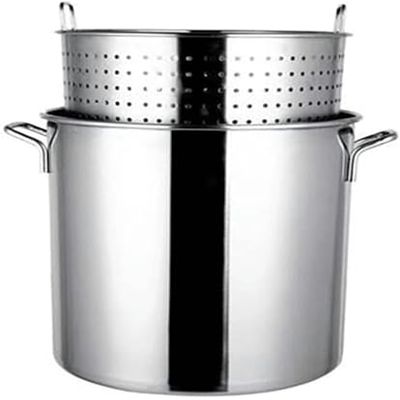 27Qt/45Qt/63Qt Stainless Steel Stock Pot Commercial Heavy Duty Turkey Deep Fryer Crawfish Clam Steamer With Strainer Basket For Soup, Broth & Stock, Chili Casserole,45Cm/17.7Inch ( 35Cm/13.8Inch)