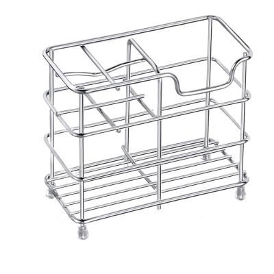 304 Stainless Steel Bathroom Toothbrush Holder Toothpaste, Multi-Slot Accessory Organizer Storage(White-S)