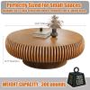 39.37" Round Coffee Table, Modern Drum Fluted Coffee Tables with Solid Wood Veneer, Wooden Circle Center Table for Living Room, Small Spaces, and Apartments, Easy Assembly view 2