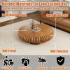 39.37" Round Coffee Table, Modern Drum Fluted Coffee Tables with Solid Wood Veneer, Wooden Circle Center Table for Living Room, Small Spaces, and Apartments, Easy Assembly view 4