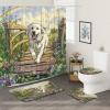 4PCS Spring Great Pyrenees Dog Bathroom Accessory Sets with Non-Slip Rug, U Shape and Toilet Lid Cover Mat, Country Garden Puppy Bathroom Decorative-72''x72'' view 2