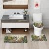 4PCS Spring Great Pyrenees Dog Bathroom Accessory Sets with Non-Slip Rug, U Shape and Toilet Lid Cover Mat, Country Garden Puppy Bathroom Decorative-72''x72'' view 4