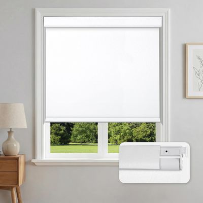 SEEUNANA No Drill Blinds for Indoor Windows,Blackout Roller Shades,Cordless Blinds,Thermal Insulated,UV Protection,Easy Install with No Tools,Window Shades for Home and Office,White,25.5" W x 68" H