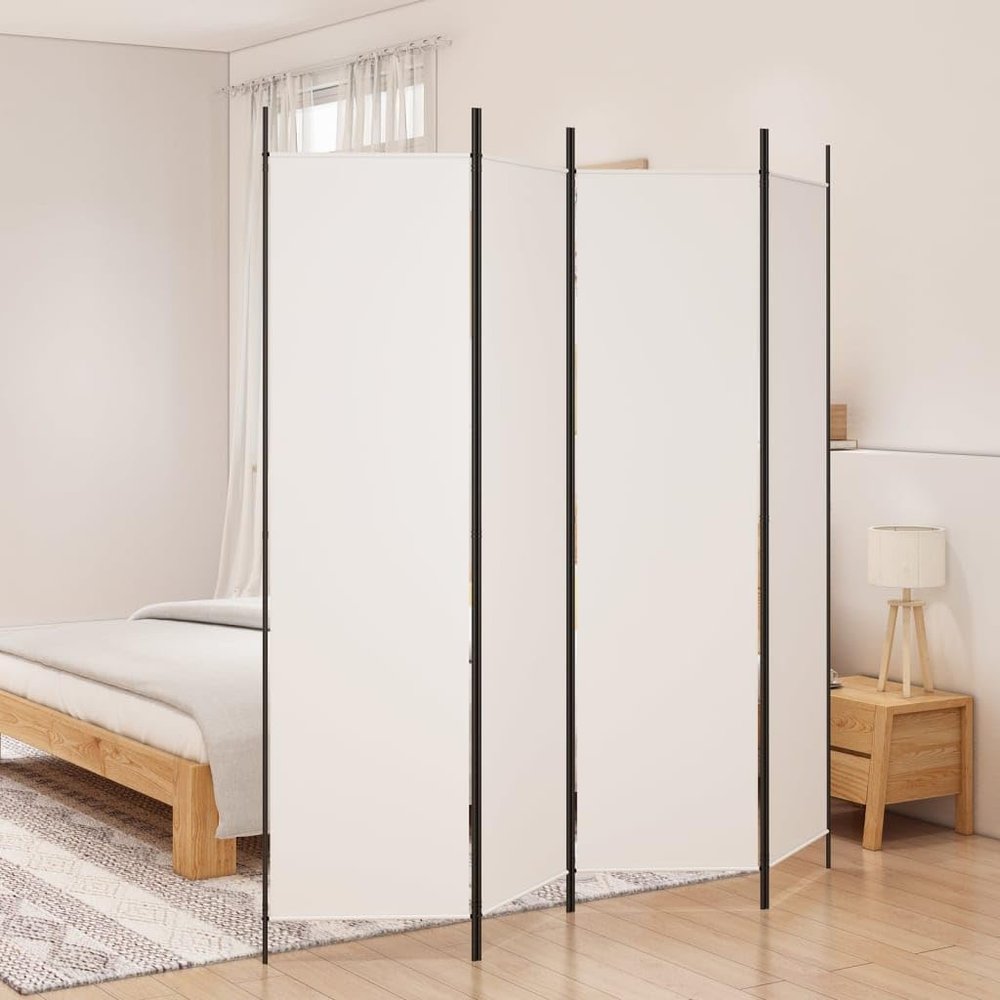 4-Panel Room Divider Screen Anthracite 78.7"x78.7" Fabric Privacy Partition for Home Office, Foldable Design for Space Separation and Sunlight Filtering