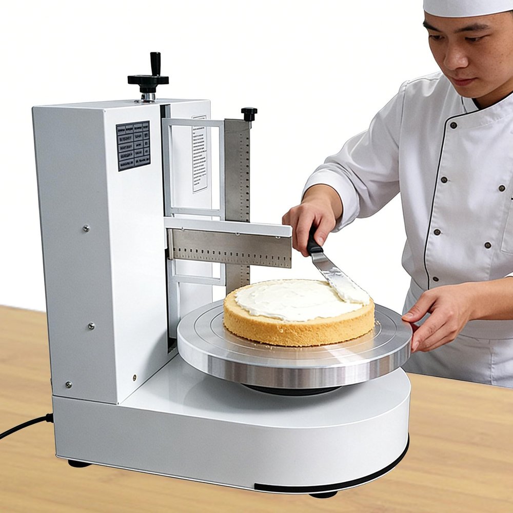 agreilduite 200w Cake Decorating Machine, Automatic Frosting Machine for 4-12 Inch Cakes, Low Noise Frosting Turntable with 9 PCS Styling Scraper Set, Adjustable Scraper 60-320 RPM