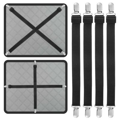 Couch Cushion Covers Holder Straps, Couch Covers Elastic Straps with Clips Adjustable from 15 to 57 inches (40-145cm) Elastic Band Suspenders Fasteners Holder Strap for Recliner Sofa Bed(Pack of 4)