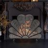 JDXQBLD Gorgeous Fan-Shaped Fireplace Screen, Sitting Room Decor Fireplace Spark Guard, Free Standing Fireplace Mesh Screen with 2 Support Feet Beautiful sce view 2
