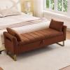 AEMEIOS 66'' Storage Bench for Bedroom End of Bed King Size, Bedroom Benches for Foot of Bed King, Teddy Brown Ottoman Bench with Storage with Armrest for Windows, Closet view 1