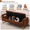 AEMEIOS 66'' Storage Bench for Bedroom End of Bed King Size, Bedroom Benches for Foot of Bed King, Teddy Brown Ottoman Bench with Storage with Armrest for Windows, Closet view 3
