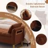 AEMEIOS 66'' Storage Bench for Bedroom End of Bed King Size, Bedroom Benches for Foot of Bed King, Teddy Brown Ottoman Bench with Storage with Armrest for Windows, Closet view 4