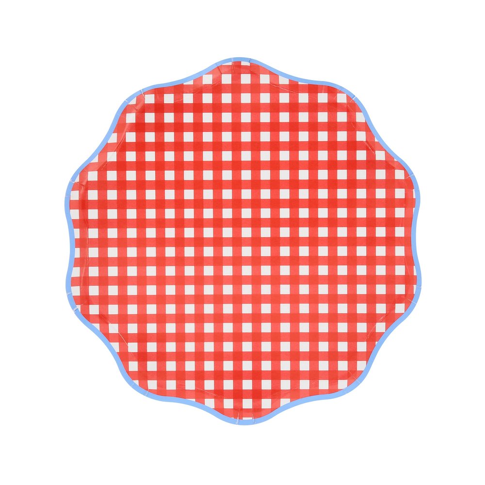 Meri Meri Easter Gingham Paper Plates (Pack of 12), Disposable Plates for Party, Easter Party Decorations