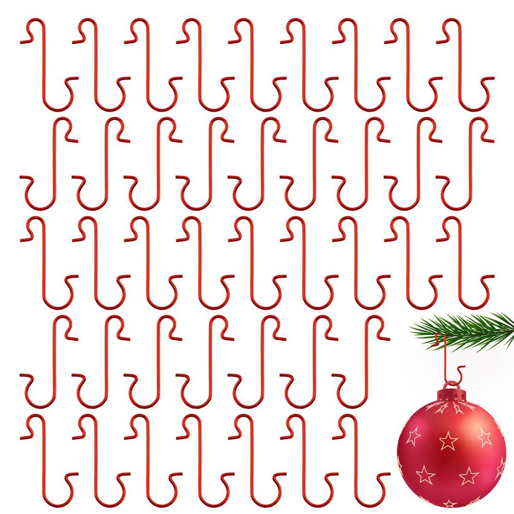 JIRAIA 100pc Ornament Hooks Metal Wire Hook Christmas Ornaments Hangers for Christmas Tree Decoration Home New Year Party Decor Tree Decor Hooks