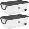 160 Quart Wheeled Stacker, Extra-Sized Long-Lasting See-Through Bin, Locking Lid and Pull Handle, Gray, 2 Units view 1