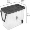 160 Quart Wheeled Stacker, Extra-Sized Long-Lasting See-Through Bin, Locking Lid and Pull Handle, Gray, 2 Units view 3