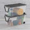 160 Quart Wheeled Stacker, Extra-Sized Long-Lasting See-Through Bin, Locking Lid and Pull Handle, Gray, 2 Units view 4