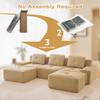 115.3 Camel Boneless Couches for Living Room, Modular Sectional Sofa with U-Shape Chaise, 3 Seater Comfy Upholstered Deep Seat Corduroy Fabric Cloud Couch No Assembly, Anti-Slip Design view 4