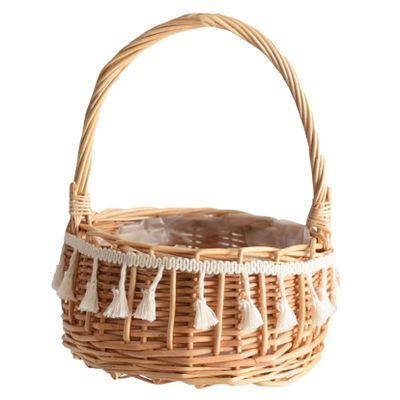 Flower Girl Basket with Handle Rustic Rattan 11cm
